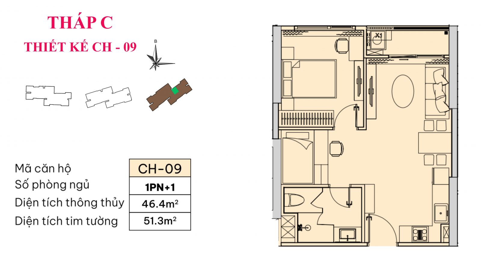 CH-09 | 1PN+1 | 46,4m²